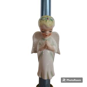 Vintage Lefton Porcelain Praying Angel Napkin Ring or Candle Decoration White